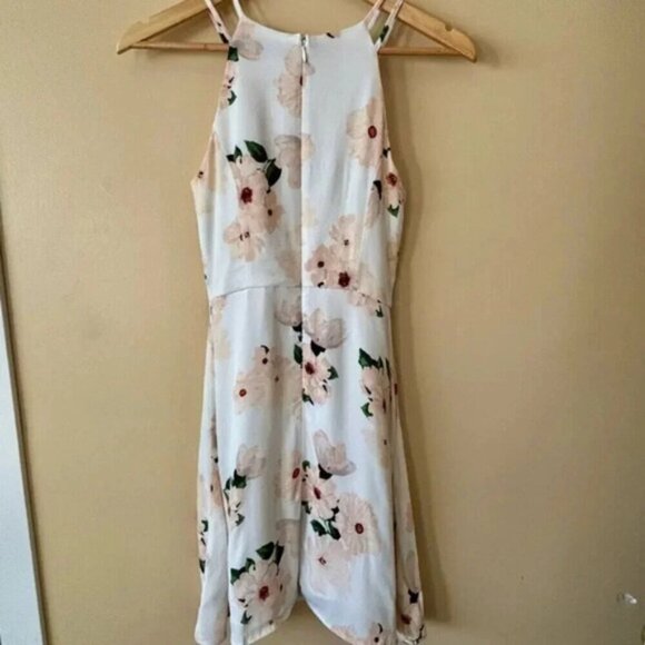 Dynamite| Floral White & Pink Sleeveless Halter A-Line Dress Size XS - Picture 4 of 6